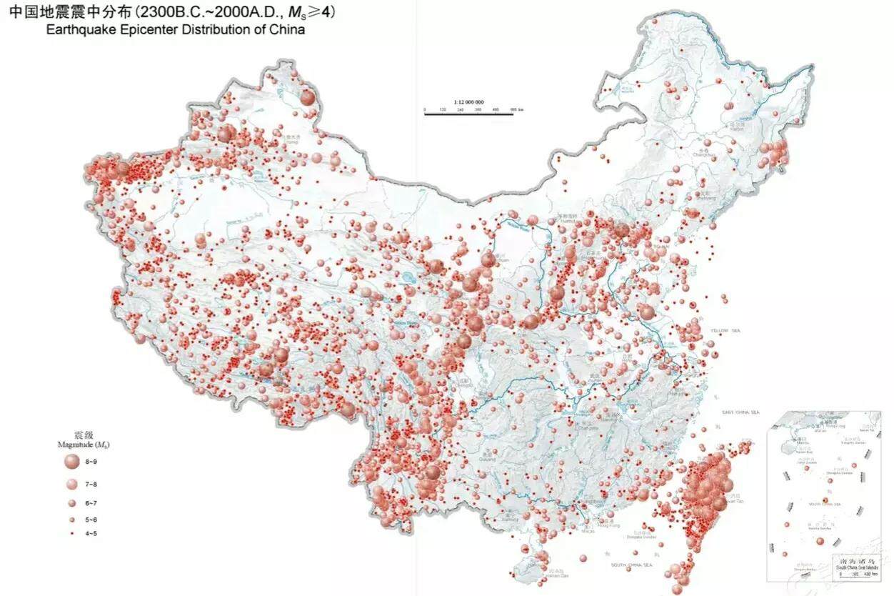 中国地震带分布图，湖南省最安全